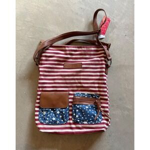 American Eagle Canvas Crossbody Bag American Flag Stars Stripes NWT